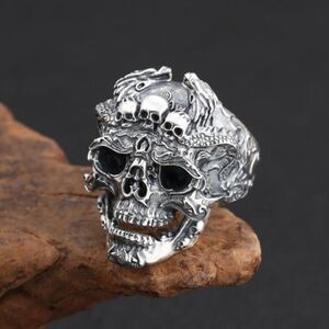 Brand New Silver Skull Ring Adjustable Size #4